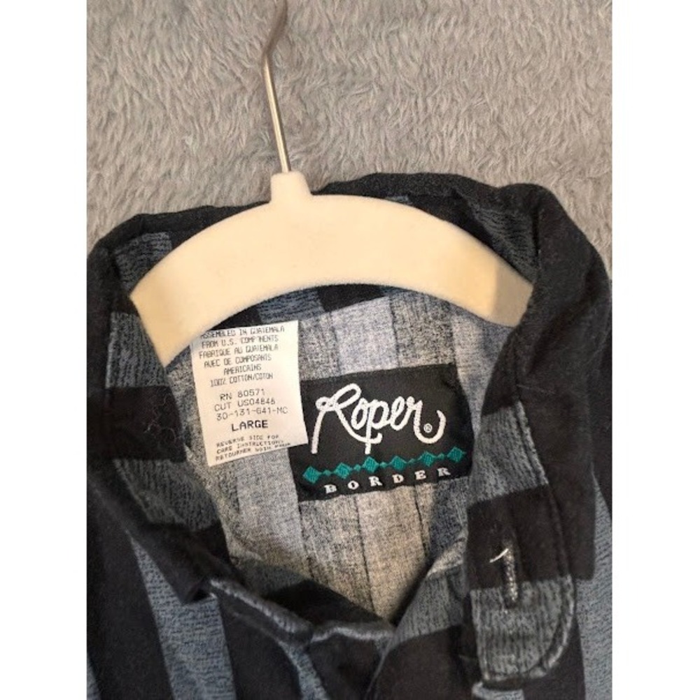Roper Border Kids Large Black Southwestern Aztec‎ Western Button Down Shirt L - Picture 4 of 7